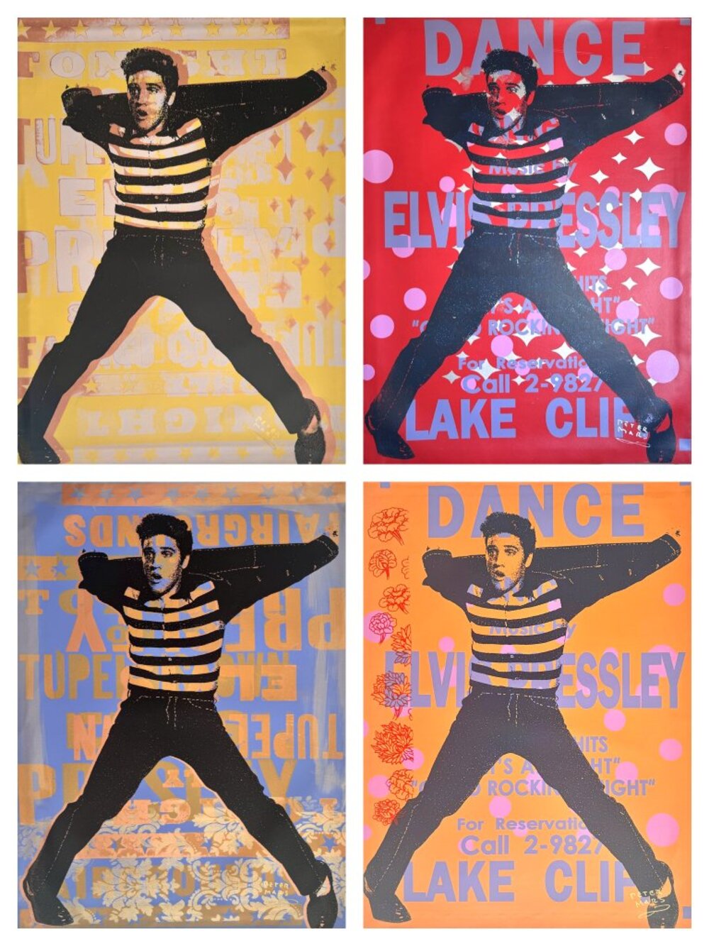 36x48 canvas Elvis Presley silkscreen painting Jailhouse Rock "Pressley" stub
